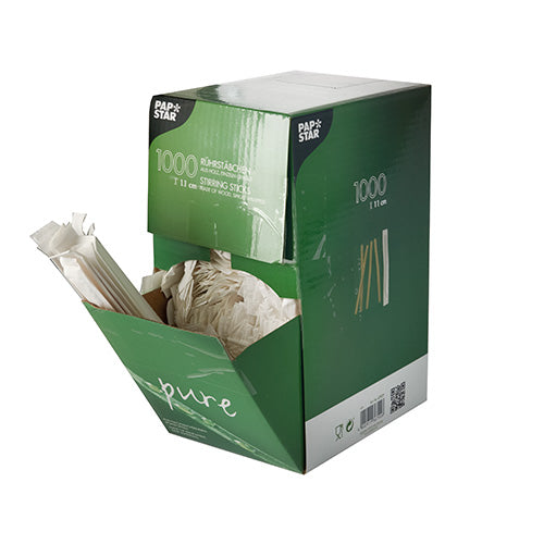 Rührstäbchen, Holz "pure" 11 cm x 5 mm einzeln gehüllt