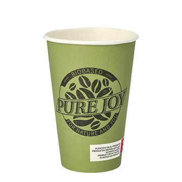 Trinkbecher, Pappe 0,3 l Ø 8 cm · 11,7 cm grün "Pure Joy"