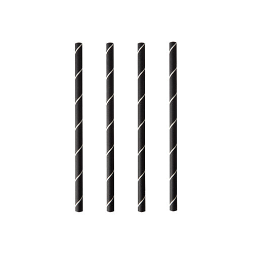 Cocktail Trinkhalme, Papier Ø 7 mm · 15 cm schwarz/weiss "Stripes"