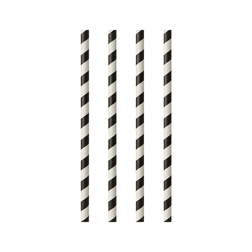 Trinkhalme, Papier Ø 6 mm · 24 cm schwarz/weiss "Stripes"