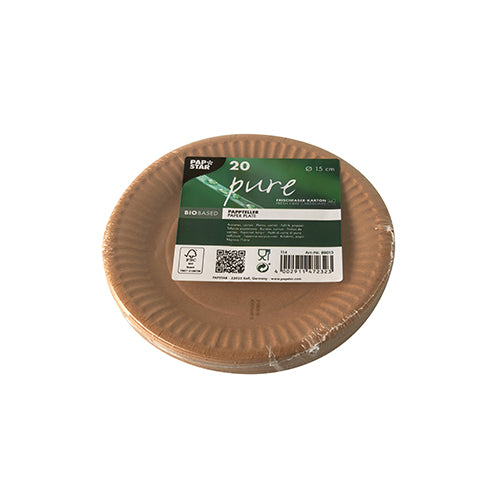 Teller, Pappe "pure" rund Ø 15 cm braun