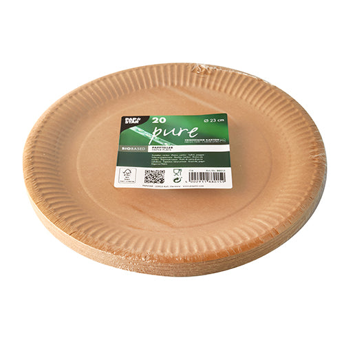 Teller, Pappe "pure" rund Ø 23 cm braun