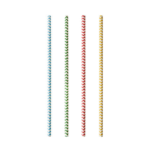Trinkhalme, Papier Ø 6 mm · 20 cm farbig sortiert "Zig-Zag"