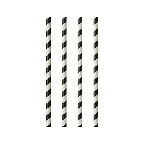 Trinkhalme, Papier Ø 6 mm · 20 cm schwarz/weiss "Stripes"
