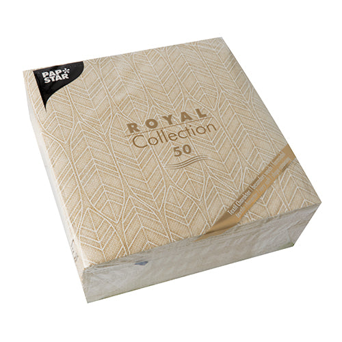 Servietten "ROYAL Collection" 1/4-Falz 40 cm x 40 cm sand "Leaves"