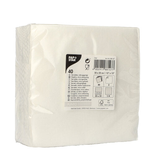 Servietten, 2-lagig "PUNTO" 1/4-Falz 33 cm x 33 cm weiss mikrogeprägt