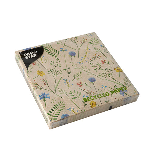 Servietten, 3-lagig 1/4-Falz 33 cm x 33 cm natur "Sommaräng" aus recyceltem Papier