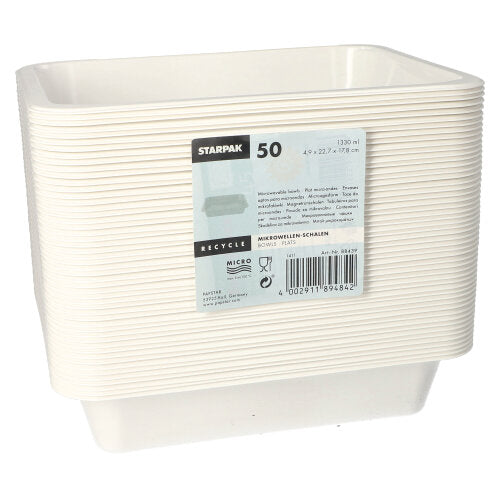 Mikrowellenschalen, PP ungeteilt 1330 ml 4,9 cm x 22,7 cm x 17,8 cm weiss
