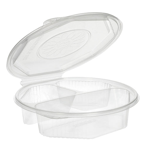 Menüboxen mit Klappdeckeln, PP 3-geteilt 5,9 cm x 21,5 cm x 21,5 cm transparent 8-eckig