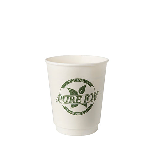 Trinkbecher, Pappe 0,2 l Ø 8 cm · 9 cm weiss "Pure Joy" doppelwandig