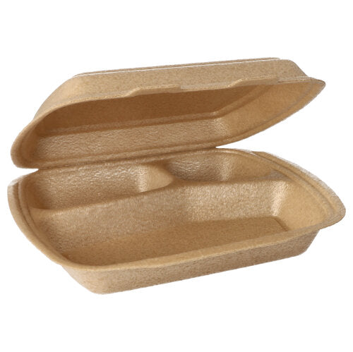 Menüboxen mit Klappdeckel, XPP 3-geteilt 7 cm x 20,5 cm x 24 cm beige