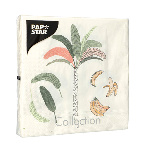 Servietten, 3-lagig 1/4-Falz 33 cm x 33 cm "Palm and Bananas"