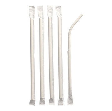 Trinkhalme, flexibel, Papier "pure" Ø 6 mm · 20 cm weiss einzeln gehüllt