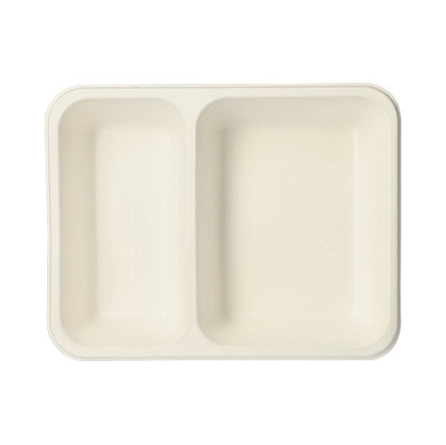 Siegelschalen, Zuckerrohr 2-geteilt 1250 ml 4,5 cm x 17,5 cm x 22,5 cm weiss