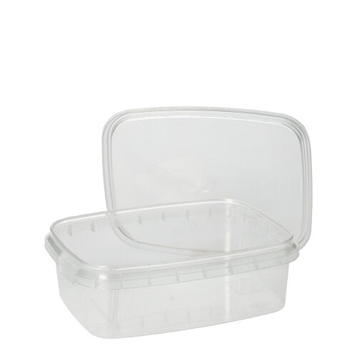Feinkostbecher, PP eckig 200 ml 3,5 cm x 8,6 cm x 10,9 cm transparent mit Originalitätsverschluss