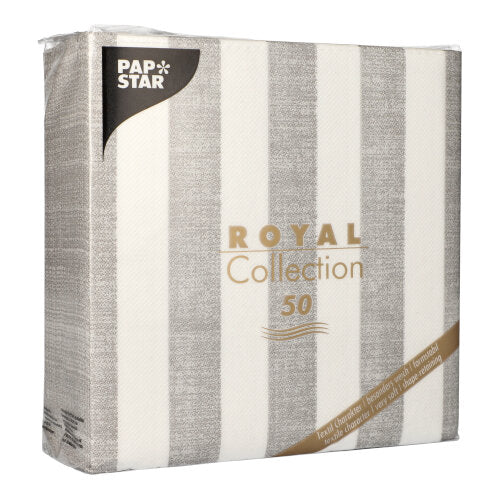 Servietten "ROYAL Collection" 1/4-Falz 40 cm x 40 cm grau "Lines"
