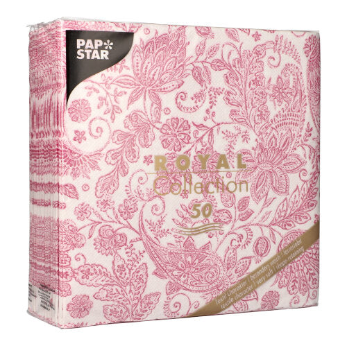Servietten "ROYAL Collection" 1/4-Falz 40 cm x 40 cm fuchsia "Paisley"