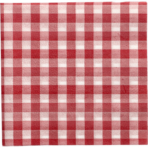 Servietten, 1-lagig 1/4-Falz 33 cm x 33 cm rot/weiss "Vichy Karo"