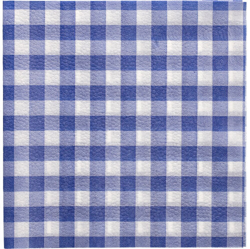 Servietten, 1-lagig 1/4-Falz 33 cm x 33 cm blau/weiss "Vichy Karo"