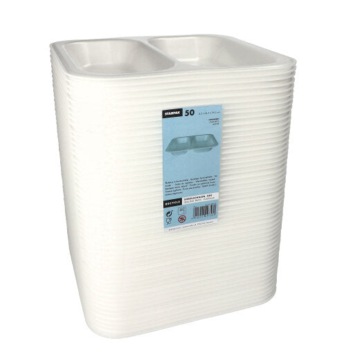 Siegelschalen, XPS 2-geteilt 1250 ml 4,2 cm x 24,5 cm x 26,5 cm weiss laminiert