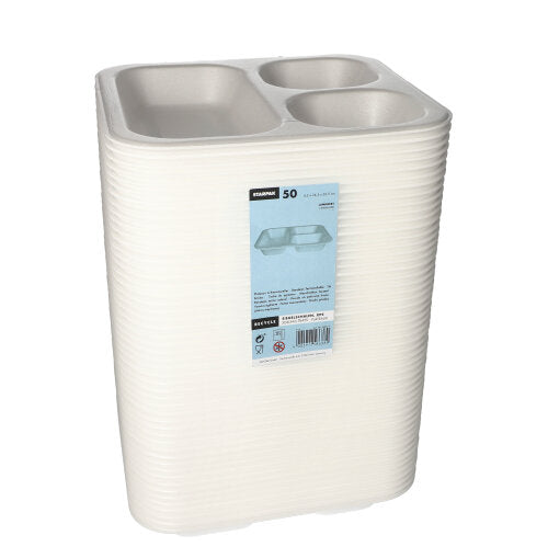 Siegelschalen, XPS 3-geteilt 1150 ml 4,2 cm x 24,5 cm x 26,5 cm weiss laminiert