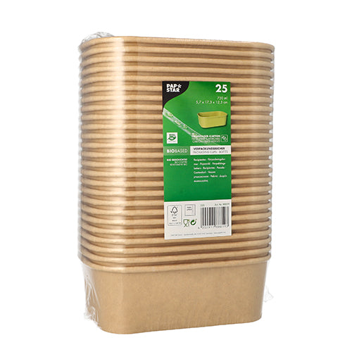 Verpackungsbecher, Pappe rechteckig 750 ml 5,8 cm x 17,1 cm x 12 cm braun