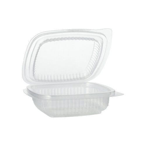 Verpackungsbecher mit Klappdeckeln, PP rechteckig 150 ml 4 cm x 11,5 cm x 12 cm transparent