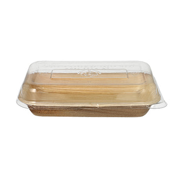 Schalen, Palmblatt eckig 200 ml 4,8 cm x 12 cm x 18 cm mit rPET Deckel "Kombipack"