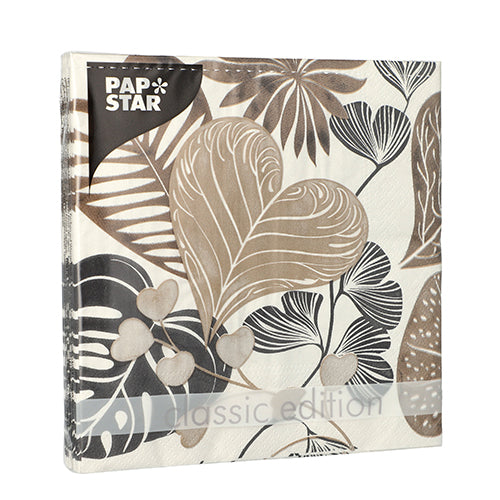 Servietten, 3-lagig 1/4-Falz 33 cm x 33 cm "Silky Fronds"