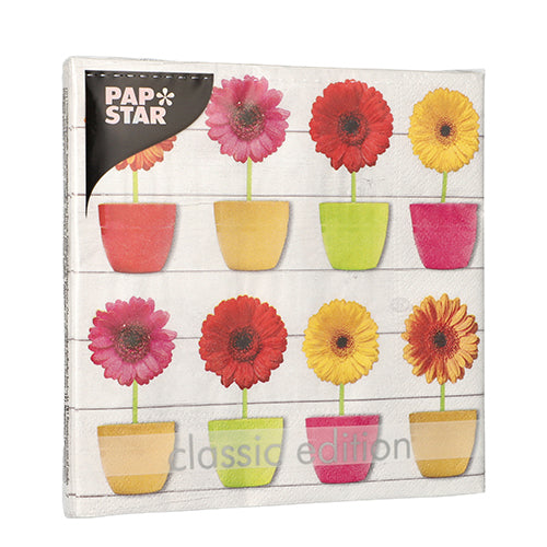 Servietten, 3-lagig 1/4-Falz 33 cm x 33 cm "Glowing Gerberas"