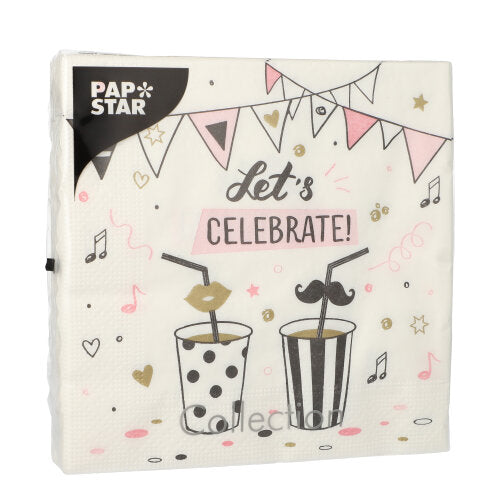 Servietten, 3-lagig 1/4-Falz 33 cm x 33 cm "Let's Celebrate"