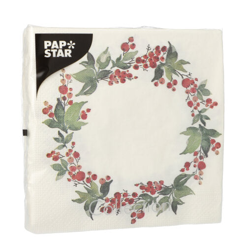 Servietten, 3-lagig 1/4-Falz 33 cm x 33 cm "Holly Crown"