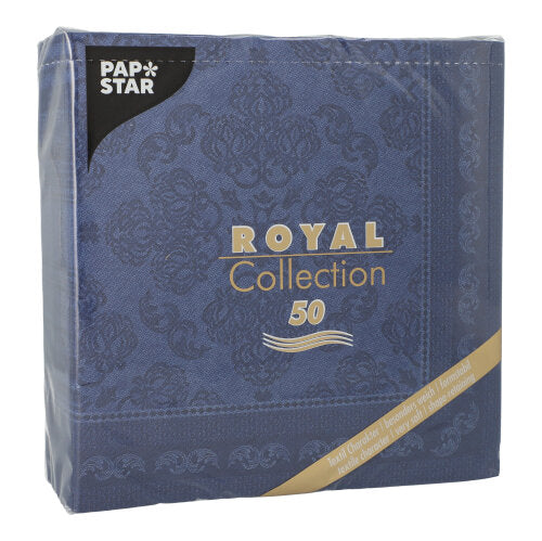 Servietten "ROYAL Collection" 1/4-Falz 40 cm x 40 cm dunkelblau "Arabesque"