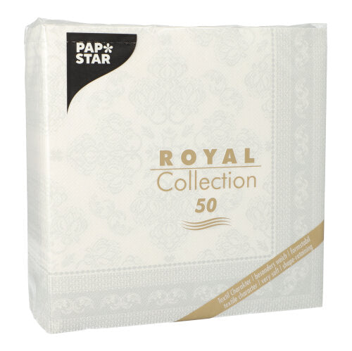 Servietten "ROYAL Collection" 1/4-Falz 40 cm x 40 cm weiss "Arabesque"