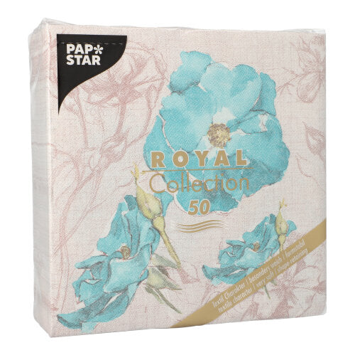Servietten "ROYAL Collection" 1/4-Falz 40 cm x 40 cm türkis "Blossom"