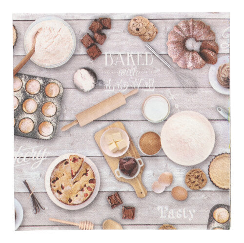 Servietten, 3-lagig 1/4-Falz 33 cm x 33 cm "Baked with Love"