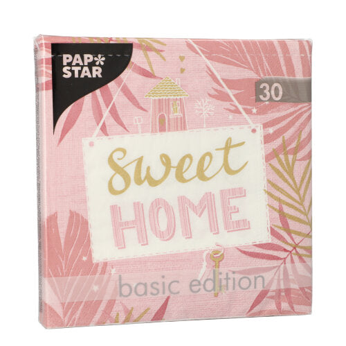 Servietten, 3-lagig 1/4-Falz 33 cm x 33 cm rosa "Sweet Home"