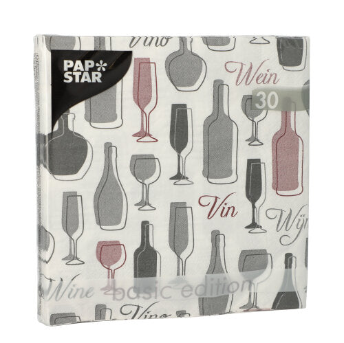 Servietten, 3-lagig 1/4-Falz 33 cm x 33 cm grau "Wine"