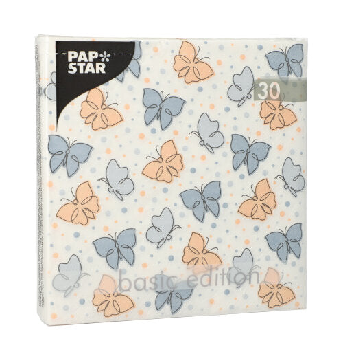 Servietten, 3-lagig 1/4-Falz 33 cm x 33 cm grau "Papillons"