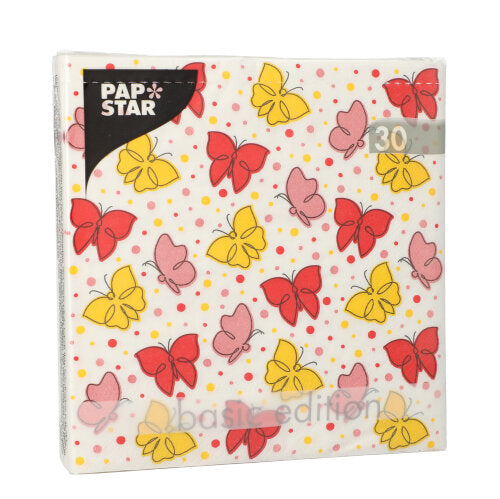 Servietten, 3-lagig 1/4-Falz 33 cm x 33 cm rot "Papillons"