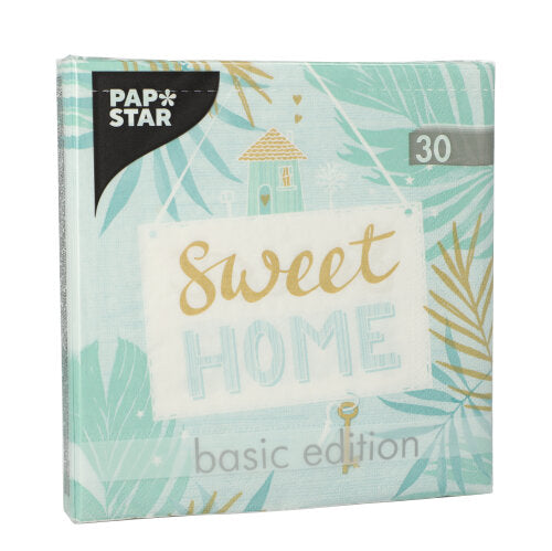 Servietten, 3-lagig 1/4-Falz 33 cm x 33 cm mint "Sweet Home"