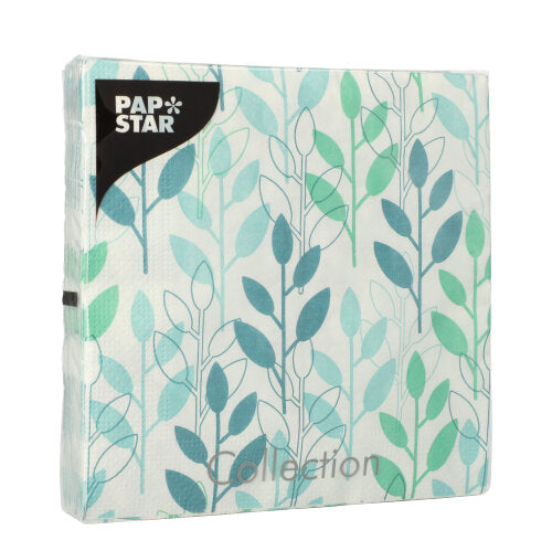 Servietten, 3-lagig 1/4-Falz 33 cm x 33 cm blau "Branches"
