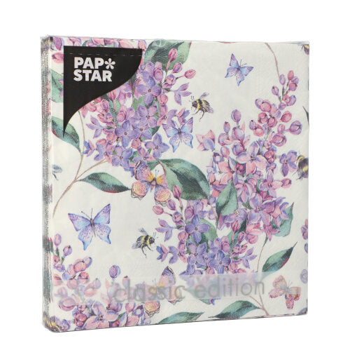 Servietten, 3-lagig 1/4-Falz 33 cm x 33 cm "Lilac Dream"