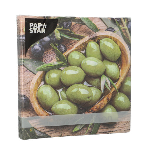 Servietten, 3-lagig 1/4-Falz 33 cm x 33 cm "Olive Flavour"
