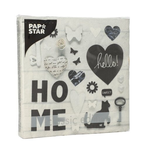 Servietten, 3-lagig 1/4-Falz 33 cm x 33 cm "Home"