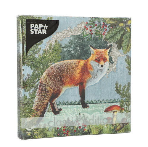 Servietten, 3-lagig 1/4-Falz 33 cm x 33 cm "Fox Portrait"