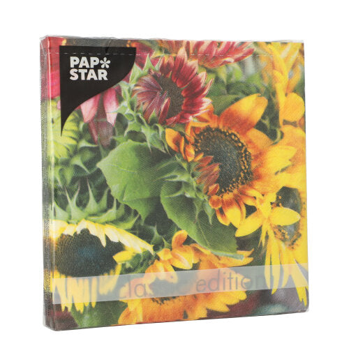 Servietten, 3-lagig 1/4-Falz 33 cm x 33 cm "Sunflower Bouquet"