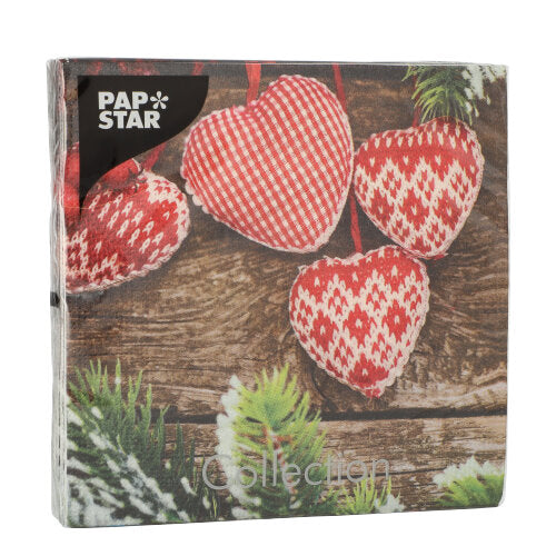 Servietten, 3-lagig 1/4-Falz 33 cm x 33 cm "Mes Coeurs"