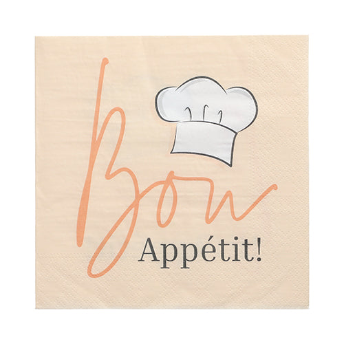 Servietten, 3-lagig 1/4-Falz 33 cm x 33 cm "Bon Appétit"