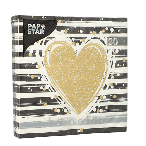 Servietten, 3-lagig 1/4-Falz 33 cm x 33 cm "Sparkling Heart"